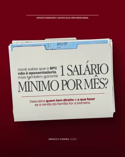 Você sabia que o BPC não é aposentadoria, mas garante o pagamento de um salário mínimo mensal para quem mais precisa? 💡